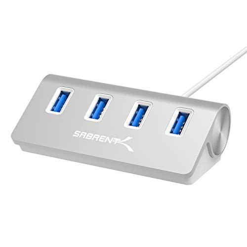 Sabrent Hub USB 3.0 Aluminio de 4 Puertos Premium (Cable de 30") para iMac, MacBook, MacBook Pro, MacBook Air, Mac Mini o Cualquier PC [Plata] (HB-MAC3)