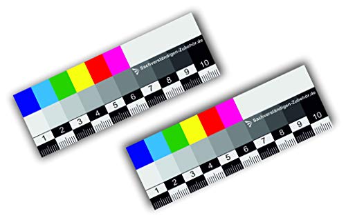 Sachverständigen-Zubehör Juego de 2 reglas de color de 10 cm, ayuda para documentación, práctica regla para documentos, tarjeta de documentación fotográfica, colores exactos