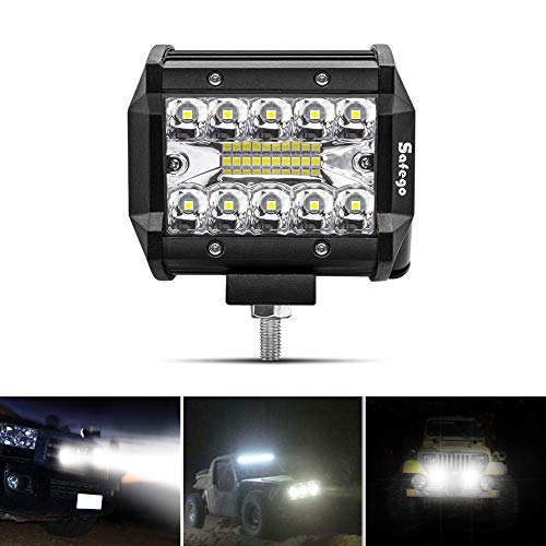 Safego 4" 60W Foco Led Coche Luz de Trabajo LED 1260LM Spotlight IP68 Impermeable de Faros Led Tractor Blanco Frío Para Off Road Camión Moto SUV Barco 12V 24V, Garantía de 1 año