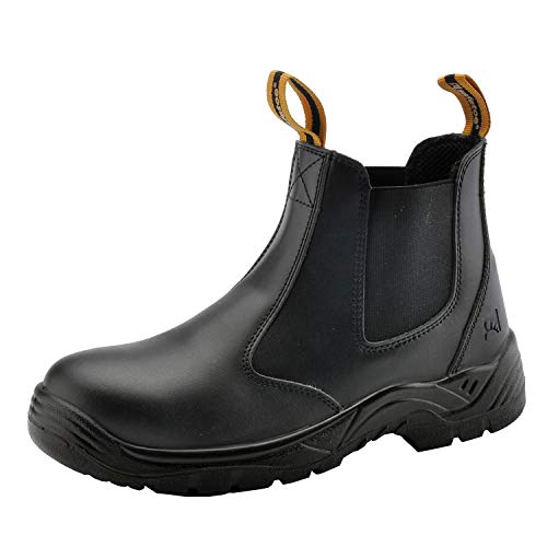 SAFEYEAR Botas de seguridad resistentes para hombre 8350 Site Safety Shoes con puntera compuesta, S3 botas de trabajo SRC altas con cordones para hombre y mujer, zapatos de seguridad 4E de ajuste anch