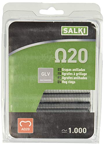 salki 0111220 Blister 1000u Grapas Galvanizadas Omega 20 (Ω20) para Grapado y Anillado de Cercas, Metal, L