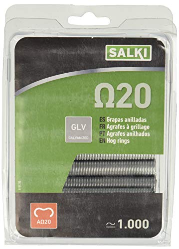 salki 0111220 Blister 1000u Grapas Galvanizadas Omega 20 (Ω20) para Grapado y Anillado de Cercas, Metal, L salki 0111220 Blister 1000u Grapas Galvanizadas Omega 20 (Ω20) para Grapado y Anillado de Cercas, Metal, L