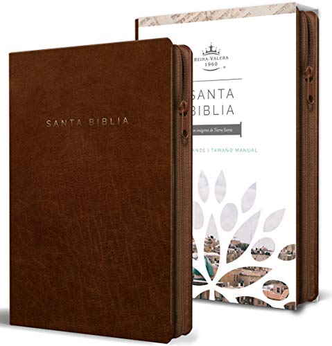 Santa Biblia/ Holy Bible: Biblia Reina Valera 1960 Tamaño Manual, Símil Piel Canela, Cremallera