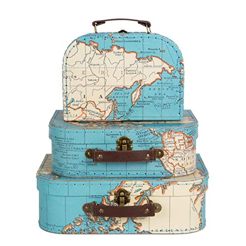 Sass & Belle – Juego 3 de maletas con diseño de mapamundi