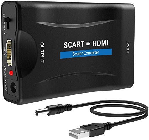 SCART a HDMI Convertidor, convierte la entrada de euroconector analógica en salida HDMI 720P / 1080p (60Hz), para HDTV STB VHS Xbox PS3 Sky Blu-ray DVD Player monitor proyector