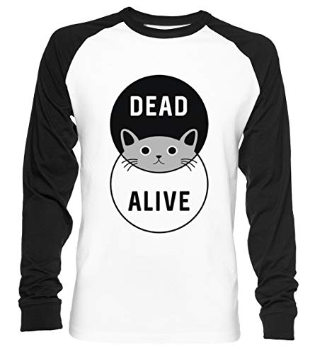 Schrodingers Cat Dead Or Alive! Unisex Camiseta De Béisbol Manga Larga Hombre Mujer Blanca Negra
