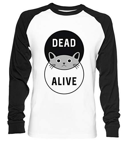 Schrodingers Cat Dead Or Alive! Unisex Camiseta De Béisbol Manga Larga Hombre Mujer Blanca Negra Schrodingers Cat Dead Or Alive! Unisex Camiseta De Béisbol Manga Larga Hombre Mujer Blanca Negra