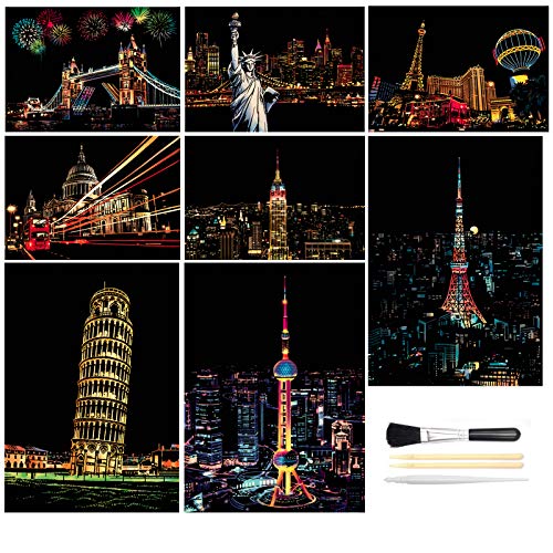 Scratch Art, Scratch Art Papers Rainbow Sketch Pad for Kids, Mini Scratch Off Art Doodle Note Pads Scratch with Stylus/Brush (Building&City) Scratch Art, Scratch Art Papers Rainbow Sketch Pad for Kids, Mini Scratch Off Art Doodle Note Pads Scratch with Stylus/Brush (Building&City)
