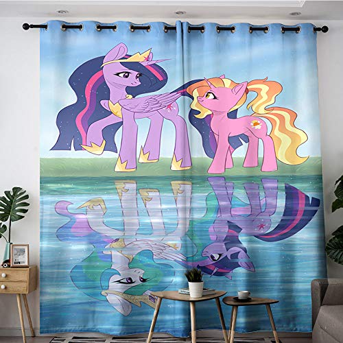 Sdustin Cortinas de reflexión de agua de Comic My Little Pony para dormitorio de 106 x 160 cm, cortinas de reducción de ruido (tela de poliéster)