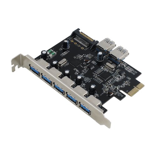 Sedna - Adaptador PCI Express USB 3.0 de 7 puertos (chipset NEC/Renesas, soporte Win 8 Uasp, velocidad súper rápida), conector de alimentación SATA