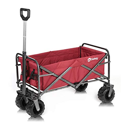 Sekey Carro Plegable Carro de Mano Carrito Playa Carro Transporte para Jardín hasta 120kg 360° Giratorio Apto para Todo Terreno, Rojo Sekey Carro Plegable Carro de Mano Carrito Playa Carro Transporte para Jardín hasta 120kg 360° Giratorio Apto para Todo Terreno, Rojo