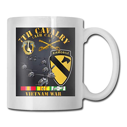 Séptima Caballería (Air Cav) - 1st Cav Division W SVC Ultra White Ceramic Funny Coffee Mug Short Mug Mark Mug Unique Coffee Oz Coffee Mug