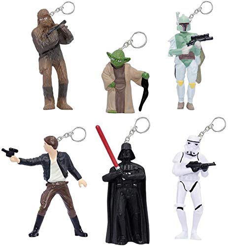 Set 6 Mini Figures 5cm Yoda Darth Vader Han Solo Boba Fett Storm Trooper Original Star Wars Llaveros