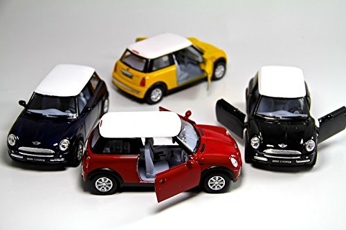 Set of 4: 5" Mini Cooper S 1:28 Scale (Blue/Green/Red/Yellow) by Kinsmart