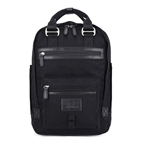 SEVENTEEN LONDON - Mochila 'Wimbledon' Moderna, Sencilla y Unisex con un Acabado Negro y Negro en el Estilo de una Mochila escandinava, computadora portátil de hasta 13"