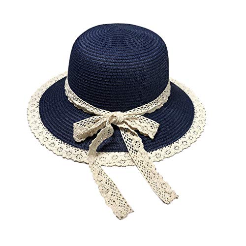 SEWORLD Sombrero de Playa de Paja Plegable Plegable de ala Ancha para Mujer Gorro