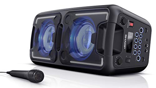 SHARP PS920 - Altavoces Bluetooth Karaoke Party con batería Recargable incorporada, 6 Horas de reproducción, Radio FM, Bluetooth, 2xUSB, SuperBass, Karaoke, microfono Incluido, Luces LED, 140 W