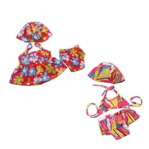 Sharplace 2 Sets Ropas de Muñecas Americanas Vestido Bañador Bikini con Sombrero Braga Floral en Miniatura