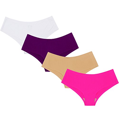 SHEKINI Braguita Invisible sin Costuras de Cintura Baja de Color Puro Bragas de Estilo Bikini por la Cadera Ropa Interiorpara Mujer Pack DE 4/6 (Medium, C)