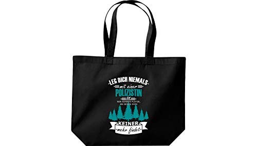 Shirtinstyle Bolsa de Compras Bolsa Pierna Dich Nicht con una Mujer Policía en, Wir Kennen - Negro, 35 cm x 39 cm x 13 cm