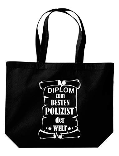Shirtstown Gran bolsa de la compra, Diplom para el mejor trabajo formación, algodón, Diplom Policía, 35 cm x 39 cm x 13 cm