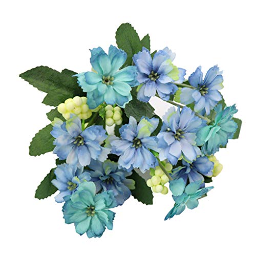 Shyymaoyi - Hermosa flor de margarita artificial, estilo rural, decoración para el hogar, oficina, boda, fiesta, azul