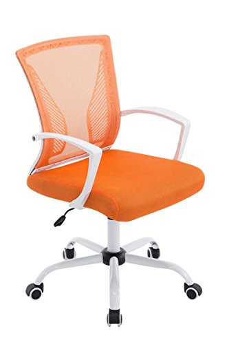 Silla Oficina Tracy en Malla Transpirable I Silla de Ordenador Regulable en Altura & Ergonómica I Silla de Escritorio con Ruedas I Color:, Color:Naranja, Color del Marco:Blanco