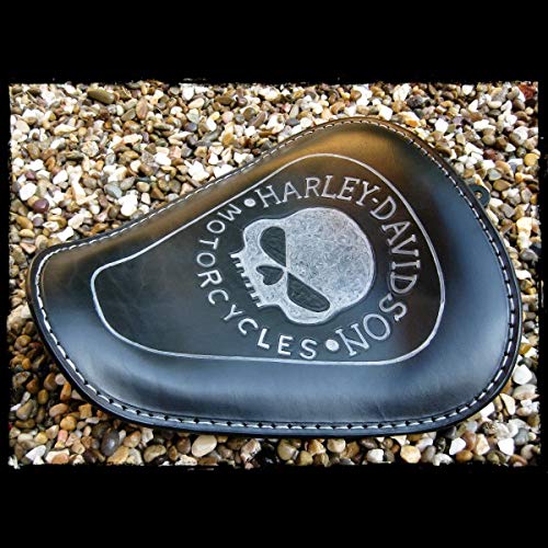 Sillín individual de piel para conductor Skull Harley Davidson negro para Sportster todos los modelos desde 2010 en adelante 883 1200 XL Iron Nightster Forty Eigt Seven Two Custom Low Roader Sillín individual de piel para conductor Skull Harley Davidson negro para Sportster todos los modelos desde 2010 en adelante 883 1200 XL Iron Nightster Forty Eigt Seven Two Custom Low Roader