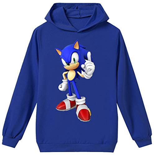 Silver Basic Tamaño Unisex para Niños Sonic The Hedgehog Sudadera con Capucha Sudadera Sonic Adventure Cosplay Sonic Ropa para Niños y Niñas Adolescentes 130,Azul Traje de Sonic-4