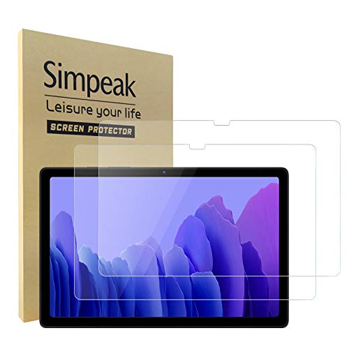 Simpeak 2-Packs Protector Pantalla Compatible para Samsung Galaxy Tab A7 10.4 2020, Cristal Templado Premium Complet Bubble Free/HD/Anti-Huella