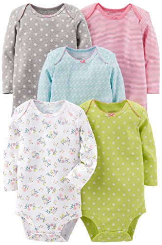 Simple Joys by Carter's Infant-and-Toddler-Bodysuits, Gray/Pink/Lime/Blue, 6-9 Meses Simple Joys by Carter's Infant-and-Toddler-Bodysuits, Gray/Pink/Lime/Blue, 6-9 Meses
