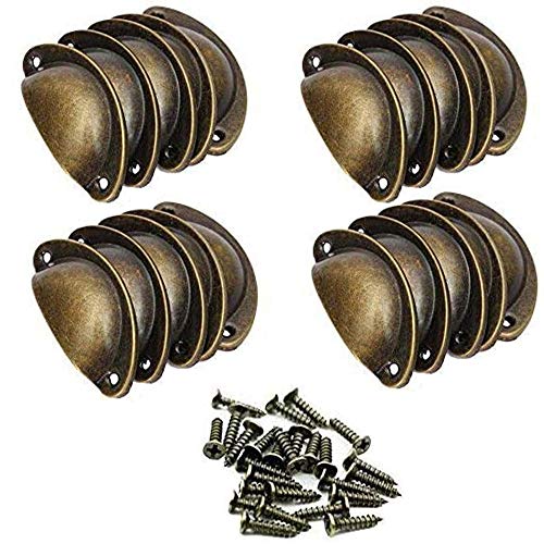 SJUNJIE 20 Piezas Tiradores de Muebles Antiguos Perillas de Metal Vintage Manillas Asa Concha para Puertas de Armario Gabinete Cómoda Cajones Cocina Baño(Latón) SJUNJIE 20 Piezas Tiradores de Muebles Antiguos Perillas de Metal Vintage Manillas Asa Concha para Puertas de Armario Gabinete Cómoda Cajones Cocina Baño(Latón)
