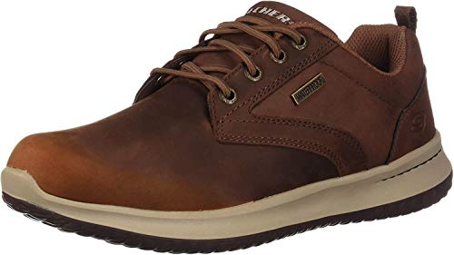 Skechers Delson-Antigo, Zapatos de Cordones Oxford Hombre, Marrón (CDB Black Leather), 42 EU