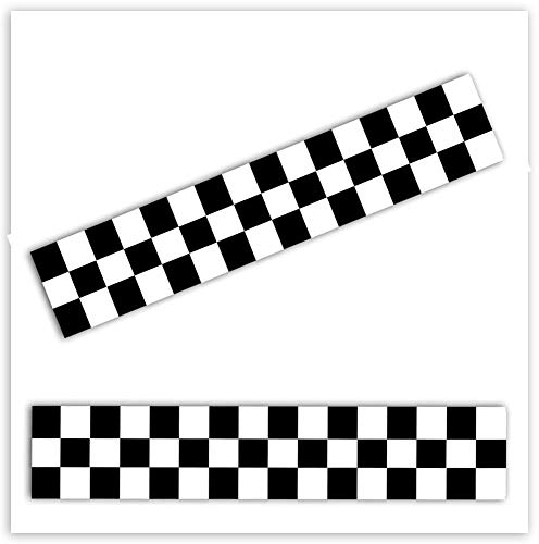 SkinoEu® 2 x PVC Laminado en Caliente Vinilo Adhesivos Deporte Bandera a Cuadros Negro Blanco Ganador Final Racing B 15
