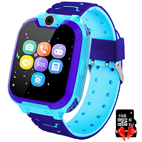 Smartwatch Niños Telefono Estudiante, Lata Realiza Llamadas Mensajes Mp3 Musica Reloj Infantil Reloj Digital Reloj Despertador Juegos Reloj Inteligente para Niños de Edad 3-12 Niño Regalo (Azul)