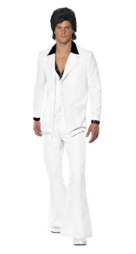 Smiffy's 39427L - Disfraz de años 70s retro para hombre, color blanco, talla L Smiffy's 39427L - Disfraz de años 70s retro para hombre, color blanco, talla L