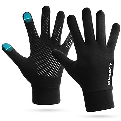 Snoky Guantes Running Pantalla Táctil Guantes Invierno Ciclismo Bicicleta Montar Conducción Senderismo Entrenamiento Delgado Deportes Térmicos Guantes Negros de Forros Manoplas para Hombres Mujeres L