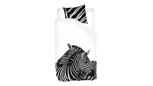 Snoozing Zebras - Juego de funda nórdica (140 x 200/220 cm y 1 funda de almohada), color blanco