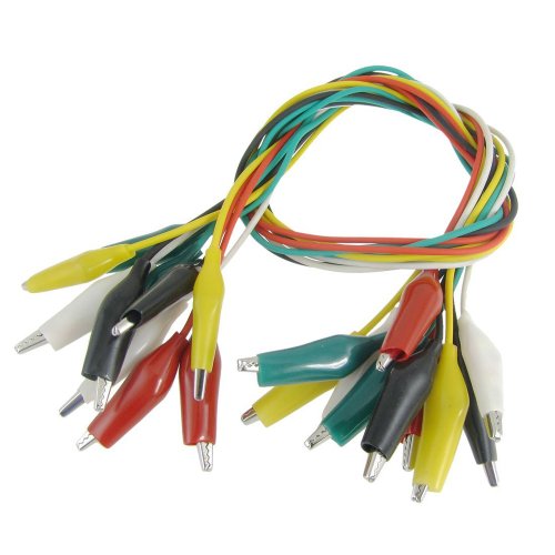 SODIAL(R) 10 x Cable de Prueba Clip de Caiman Aislado Multicolor 45cm 1.5 Pies