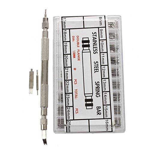 SODIAL(R) 360pzs 8-25 mm Barras de resorte de relojes de acero inoxidable + pines Barra de banda de reloj Barra de resorte SODIAL(R) 360pzs 8-25 mm Barras de resorte de relojes de acero inoxidable + pines Barra de banda de reloj Barra de resorte