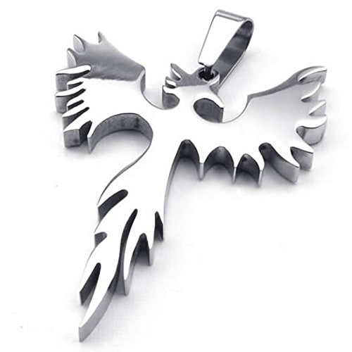 SODIAL(R) Collar Pendiente de Firebird Fenix de Acero Inoxidable de joyeria con 60 cm Cadena, Collar para Hombre Mujeres, Plata SODIAL(R) Collar Pendiente de Firebird Fenix de Acero Inoxidable de joyeria con 60 cm Cadena, Collar para Hombre Mujeres, Plata