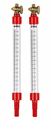Sola S1012 - Nivel de agua de manguera, 2 tubos material acrílico transparente de 280 mm, escala 0-155 mm, y grifos de latón