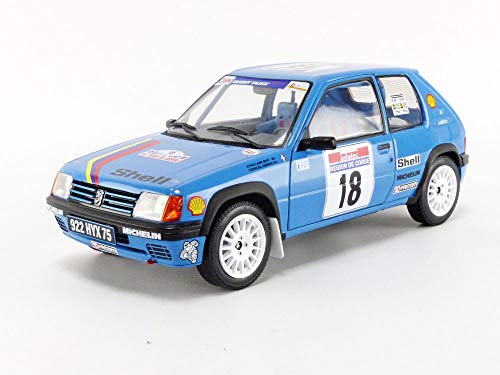 Solido Peugeot 205 Rallye, Tour de Corse 1990, Conductor: Vericel/Chollier, Modelo de Coche, Escala 1:18, Color Azul (421185740)