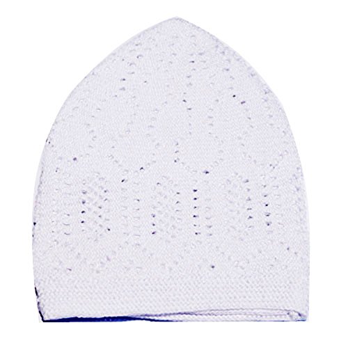 Sombrero de Kufi islámico musulmán musulmán de punto abierto de algodón blanco liso taqiya Takke Kofia Skull Cap