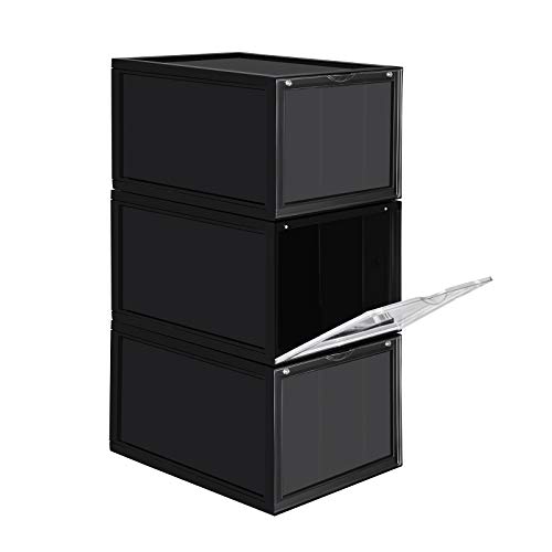 SONGMICS Cajas de Zapatos Apilables, Plástica, Rígida, Ahorro de Espacio, Fácil Montaje,28 x 36 x 22 cm, para Zapatos hasta la Talla 46, Juego de 3, Negro LSP03BK SONGMICS Cajas de Zapatos Apilables, Plástica, Rígida, Ahorro de Espacio, Fácil Montaje,28 x 36 x 22 cm, para Zapatos hasta la Talla 46, Juego de 3, Negro LSP03BK