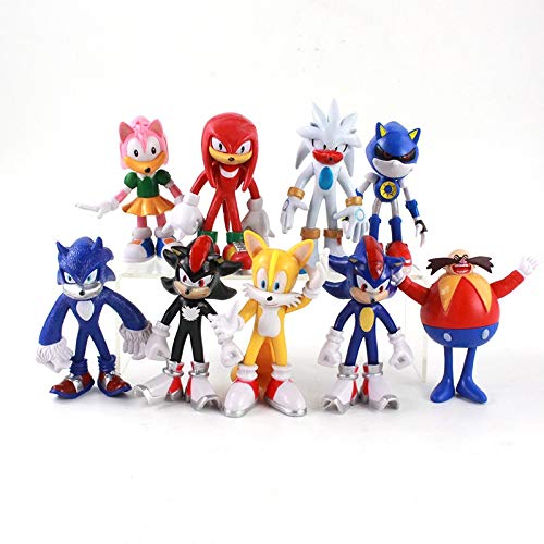 Sonic el erizo 10-13cm 9pcs/lote Sonic Figure Dr Eggman Boom Rare Sonic Shadow Tails Pvc Action Figure Model Toy Gift For Children