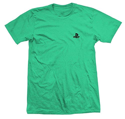 Sony Playstation - Logo Bolsillo - Camiseta Oficial Mens Verde - Verde, L