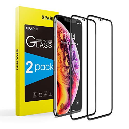 SPARIN [2-Pack] Protector Pantalla iPhone 11 Pro/XS/X, Cristal Templado iPhone 11 Pro/XS/X, [Cristal + Resina] Vidrio Templado con [3D Borde Redondo] [9H Dureza] [Alta Definicion]