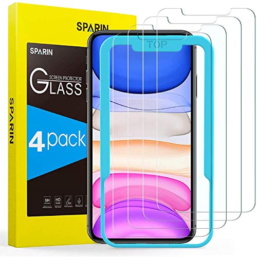 SPARIN Protector de Pantalla Compatible con iPhone 11 y iPhone XR, Cristal Templado con Marco de Alineación, 4 Piezas SPARIN Protector de Pantalla Compatible con iPhone 11 y iPhone XR, Cristal Templado con Marco de Alineación, 4 Piezas