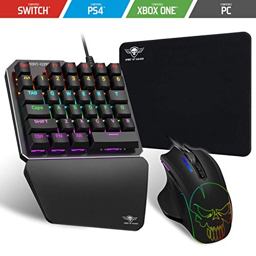 SPIRIT OF GAMER – Xpert G700 – Combo Rgb Teclado + Raton Para Consolas Ps4, Xbox One, Switch Y Pc - Teglado Mecanico Single Hand – Raton 7 Botones 3200 Dpi